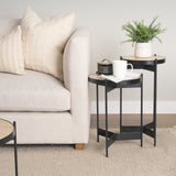 Wade Travertine Marble w/ Matte Black Metal End Tables by Mercana at Eve Furniture