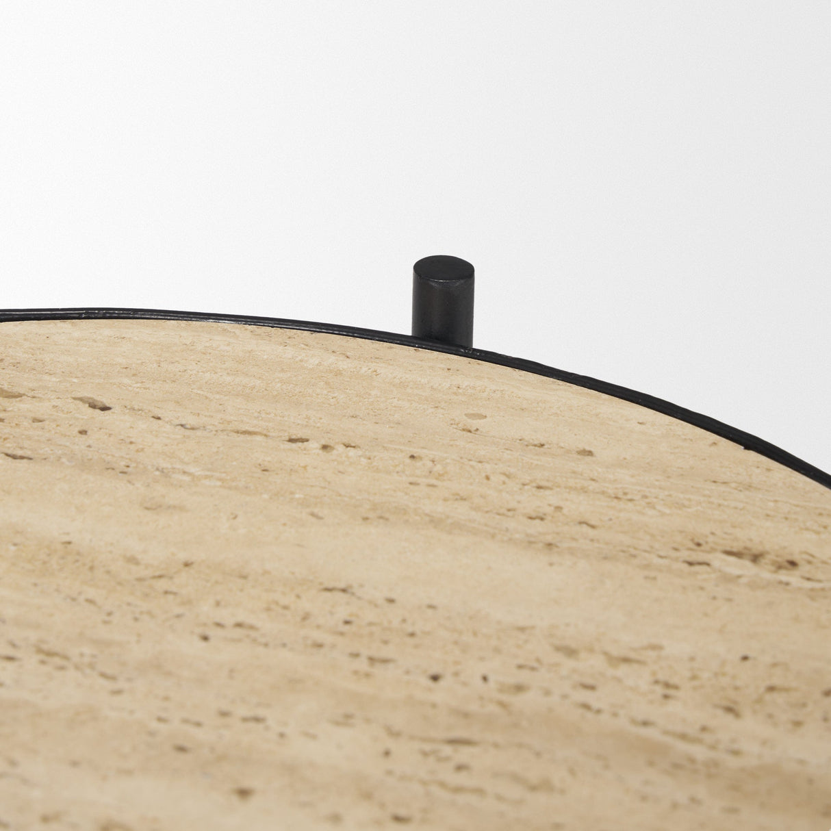 Wade Travertine Marble w/ Matte Black Metal End Tables by Mercana at Eve Furniture