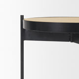 Wade Travertine Marble w/ Matte Black Metal End Tables by Mercana at Eve Furniture