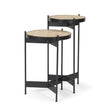 Wade Travertine Marble w/ Matte Black Metal End Tables by Mercana at Eve Furniture
