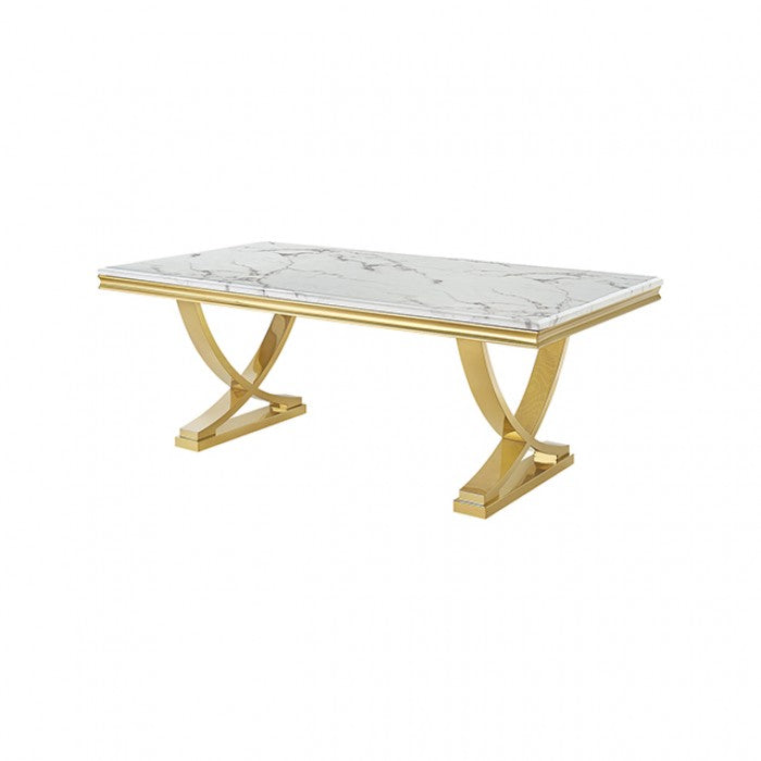 Wadenstil Gold/White Dining Table by Furniture of America at Eve Furniture