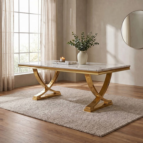 Wadenstil Gold/White Dining Table by Furniture of America at Eve Furniture