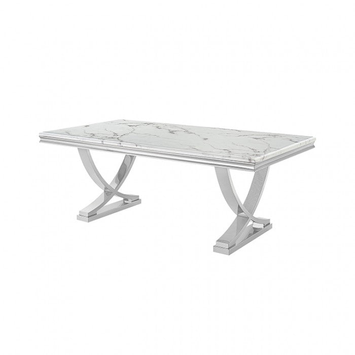 Wadenstil White/Chrome Dining Table by Furniture of America at Eve Furniture