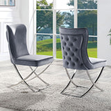 Wadenswil Chrome/Gray Side Chair Set of 2 by Furniture of America at Eve Furniture