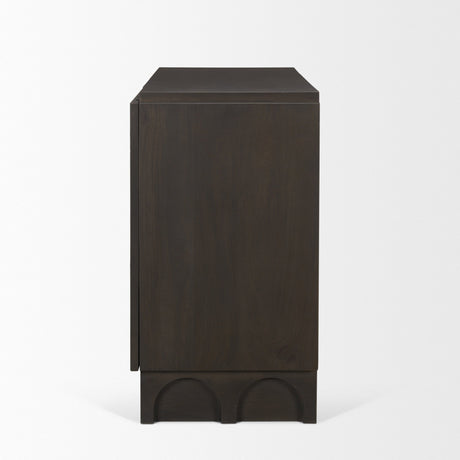 Wagner Dark Brown Wood w/ Arched Design Accent Cabinet by Mercana at Eve Furniture
