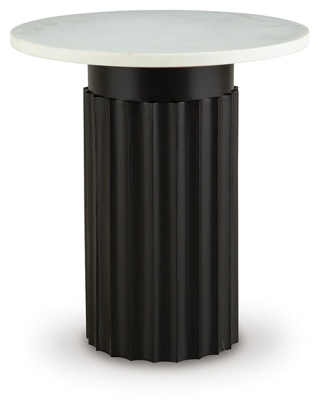 Wainstone Black/White Accent Table by Ashley at Eve Furniture