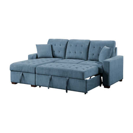 Waitsfield Blue 2-Piece Sectional with Left Chaise, Pull-out Bed and Hidden Storage by Homelegance at Eve Furniture