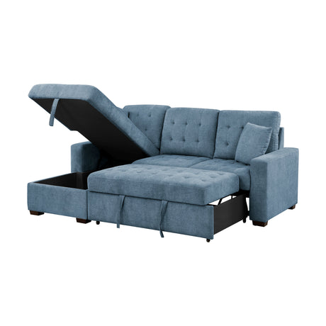 Waitsfield Blue 2-Piece Sectional with Left Chaise, Pull-out Bed and Hidden Storage by Homelegance at Eve Furniture
