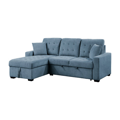 Waitsfield Blue 2-Piece Sectional with Left Chaise, Pull-out Bed and Hidden Storage by Homelegance at Eve Furniture