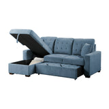 Waitsfield Blue 2-Piece Sectional with Left Chaise, Pull-out Bed and Hidden Storage by Homelegance at Eve Furniture