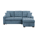 Waitsfield Blue 2-Piece Sectional with Right Chaise, Pull-out Bed and Hidden Storage by Homelegance at Eve Furniture