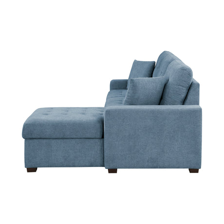 Waitsfield Blue 2-Piece Sectional with Right Chaise, Pull-out Bed and Hidden Storage by Homelegance at Eve Furniture