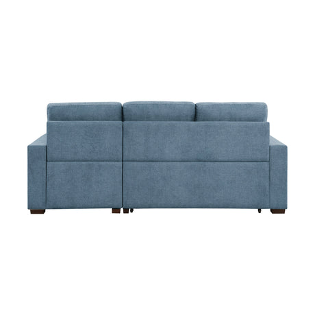 Waitsfield Blue 2-Piece Sectional with Right Chaise, Pull-out Bed and Hidden Storage by Homelegance at Eve Furniture