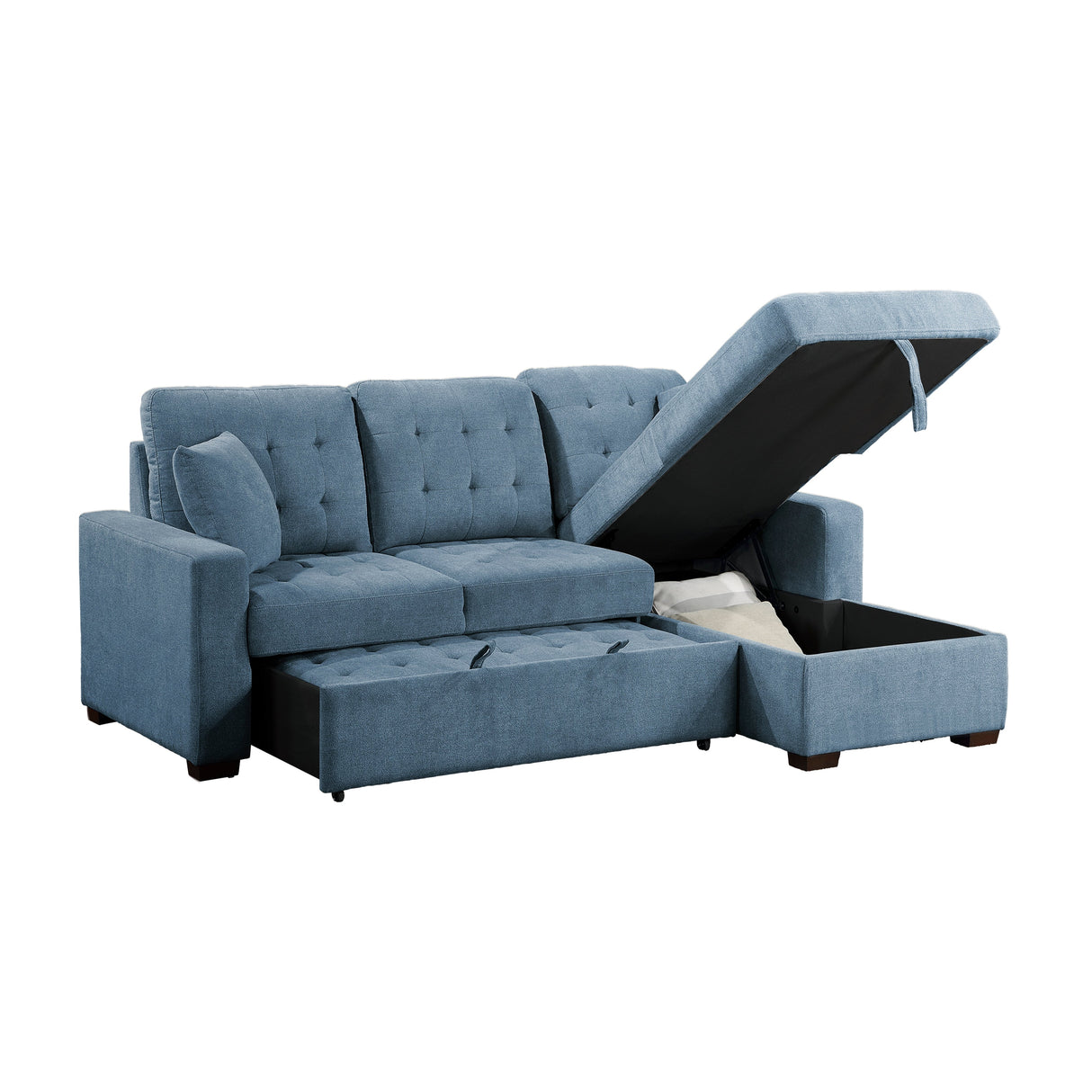 Waitsfield Blue 2-Piece Sectional with Right Chaise, Pull-out Bed and Hidden Storage by Homelegance at Eve Furniture