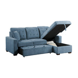 Waitsfield Blue 2-Piece Sectional with Right Chaise, Pull-out Bed and Hidden Storage by Homelegance at Eve Furniture