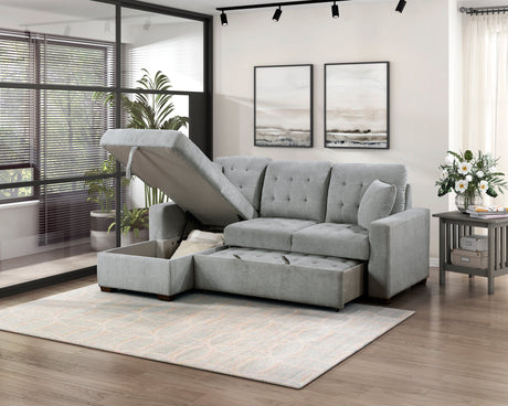 Waitsfield Gray 2-Piece Sectional with Left Chaise, Pull-out Bed and Hidden Storage by Homelegance at Eve Furniture