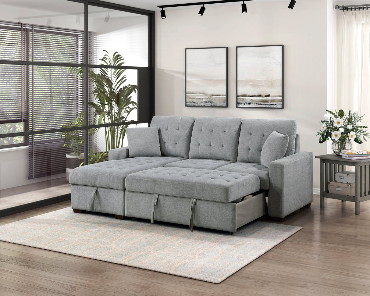 Waitsfield Gray 2-Piece Sectional with Left Chaise, Pull-out Bed and Hidden Storage by Homelegance at Eve Furniture
