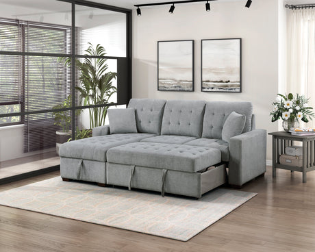 Waitsfield Gray 2-Piece Sectional with Left Chaise, Pull-out Bed and Hidden Storage by Homelegance at Eve Furniture