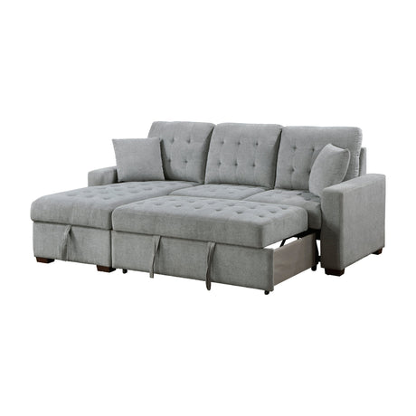 Waitsfield Gray 2-Piece Sectional with Left Chaise, Pull-out Bed and Hidden Storage by Homelegance at Eve Furniture