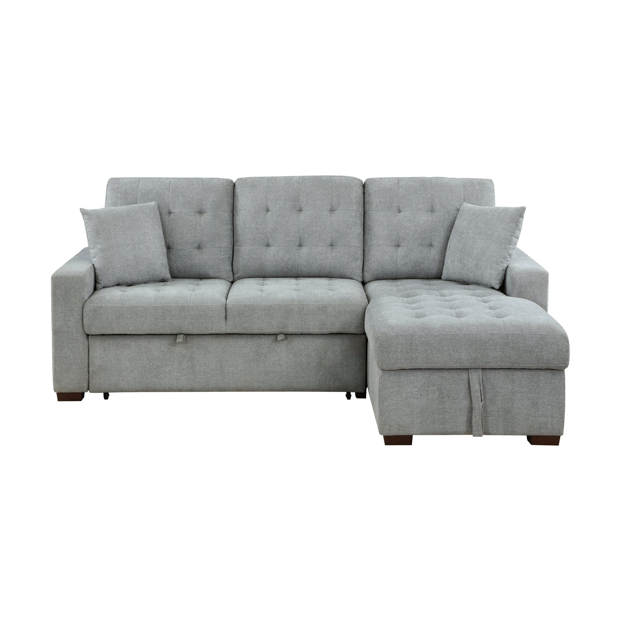 Waitsfield Gray 2-Piece Sectional with Right Chaise, Pull-out Bed and Hidden Storage by Homelegance at Eve Furniture