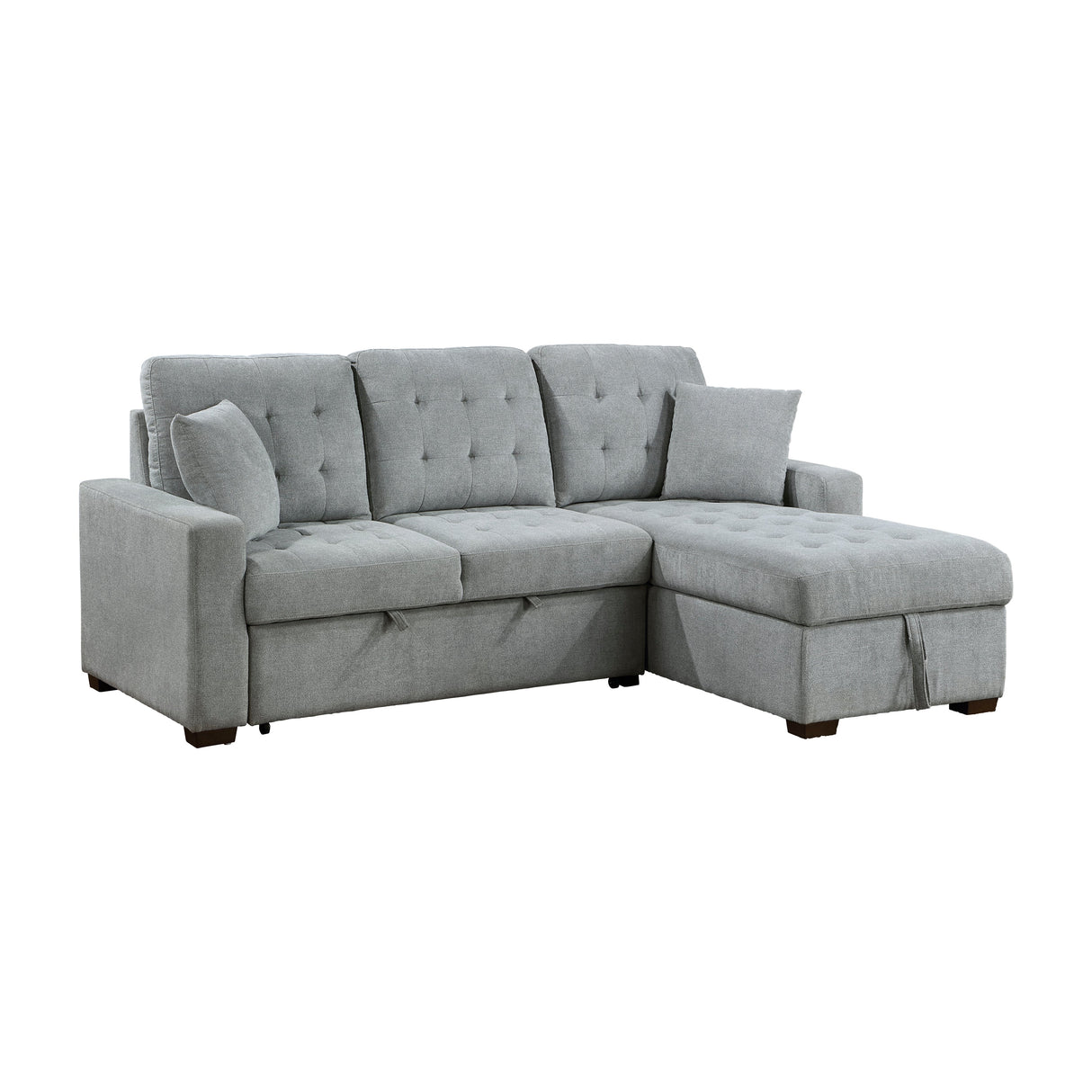 Waitsfield Gray 2-Piece Sectional with Right Chaise, Pull-out Bed and Hidden Storage by Homelegance at Eve Furniture
