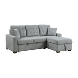 Waitsfield Gray 2-Piece Sectional with Right Chaise, Pull-out Bed and Hidden Storage by Homelegance at Eve Furniture