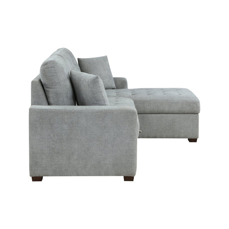 Waitsfield Gray 2-Piece Sectional with Right Chaise, Pull-out Bed and Hidden Storage by Homelegance at Eve Furniture