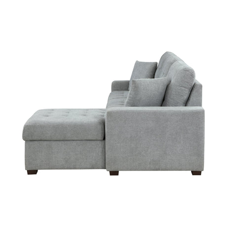 Waitsfield Gray 2-Piece Sectional with Right Chaise, Pull-out Bed and Hidden Storage by Homelegance at Eve Furniture
