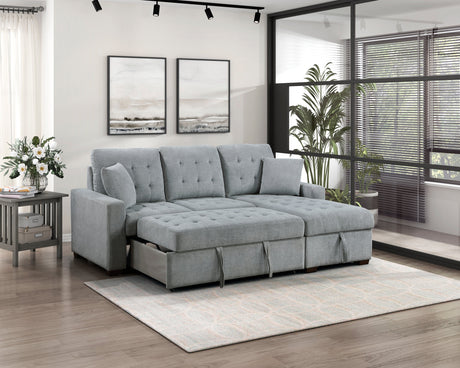 Waitsfield Gray 2-Piece Sectional with Right Chaise, Pull-out Bed and Hidden Storage by Homelegance at Eve Furniture
