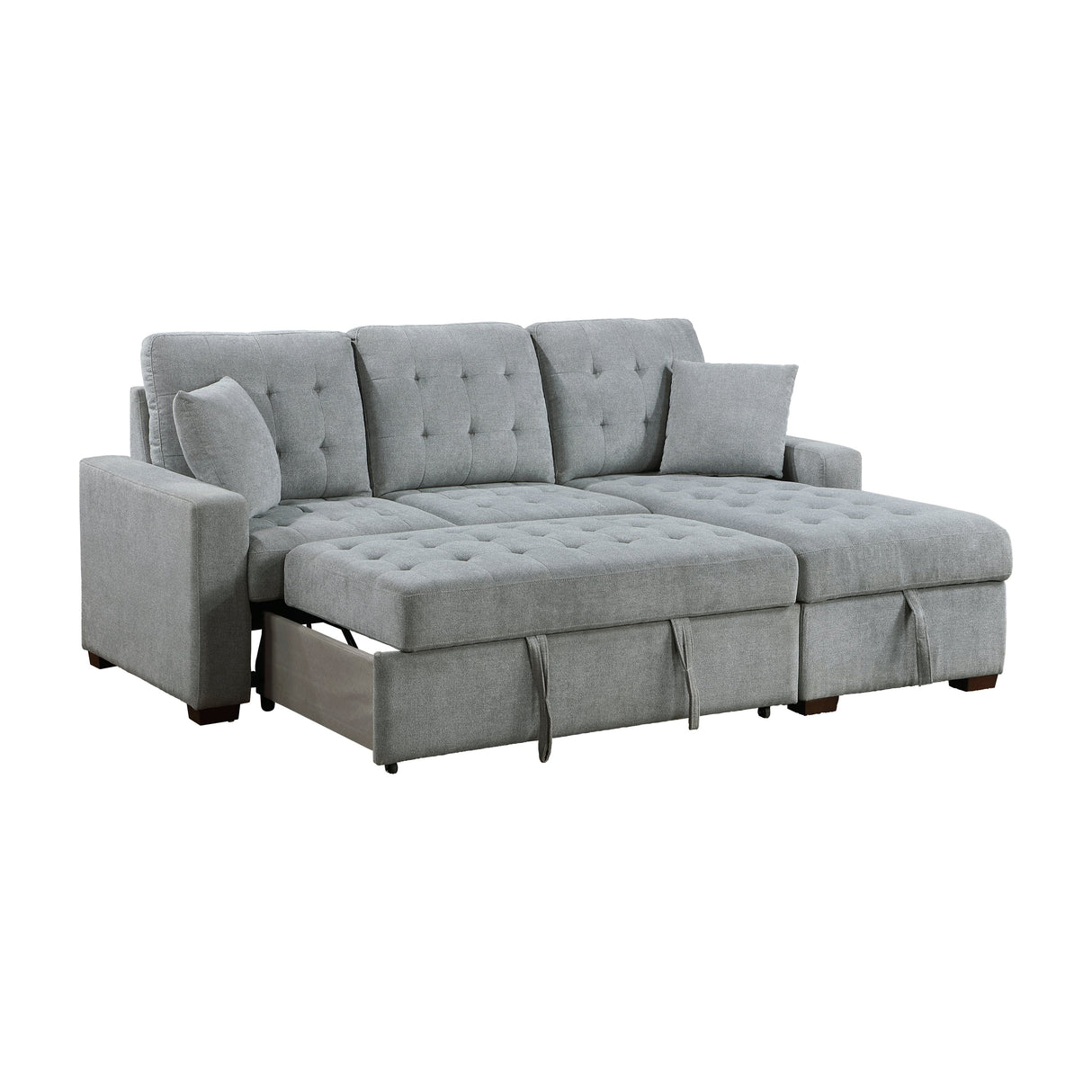 Waitsfield Gray 2-Piece Sectional with Right Chaise, Pull-out Bed and Hidden Storage by Homelegance at Eve Furniture