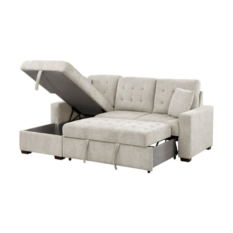 Waitsfield Sand 2-Piece Sectional with Left Chaise, Pull-out Bed and Hidden Storage by Homelegance at Eve Furniture