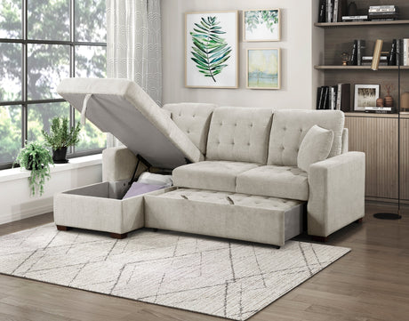 Waitsfield Sand 2-Piece Sectional with Left Chaise, Pull-out Bed and Hidden Storage by Homelegance at Eve Furniture
