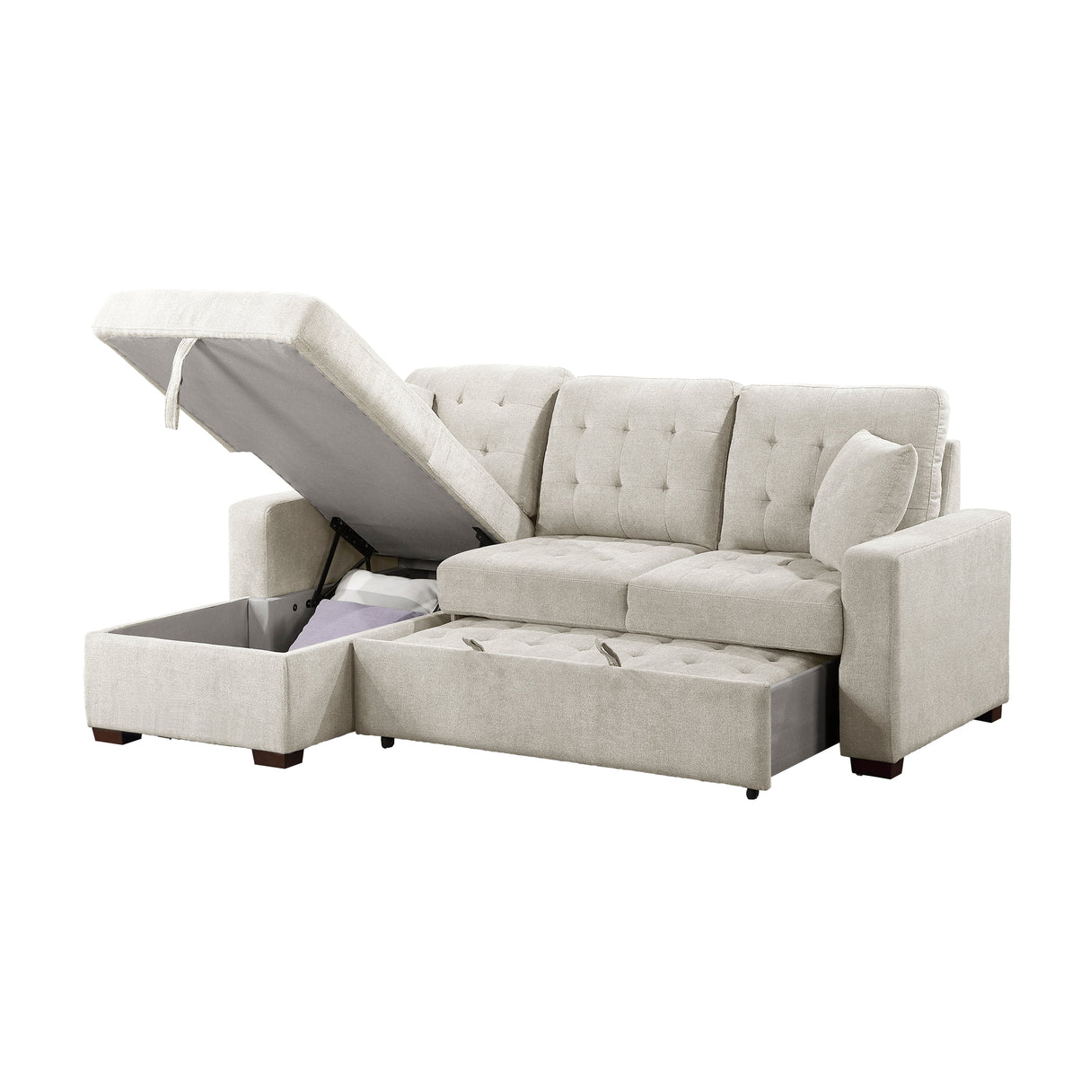 Waitsfield Sand 2-Piece Sectional with Left Chaise, Pull-out Bed and Hidden Storage by Homelegance at Eve Furniture
