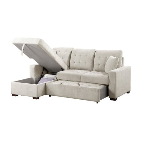 Waitsfield Sand 2-Piece Sectional with Left Chaise, Pull-out Bed and Hidden Storage by Homelegance at Eve Furniture
