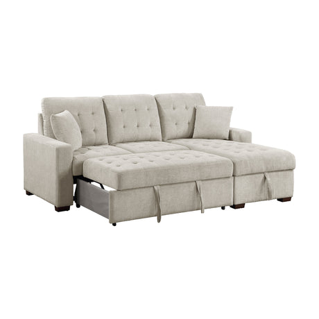 Waitsfield Sand 2-Piece Sectional with Right Chaise, Pull-out Bed and Hidden Storage by Homelegance at Eve Furniture