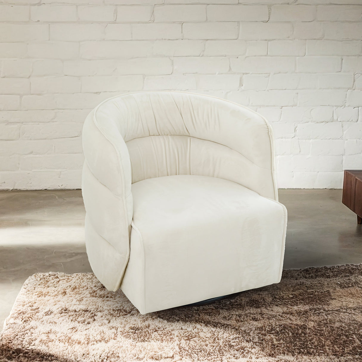 Walden Swivel Chair - Cream Velvet by Ashcroft Furniture at Eve Furniture