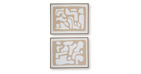 Waldett Beige/White Wall Art (Set of 2) by Ashley at Eve Furniture