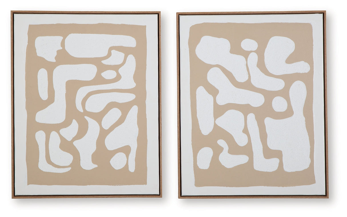 Waldett Beige/White Wall Art (Set of 2) by Ashley at Eve Furniture