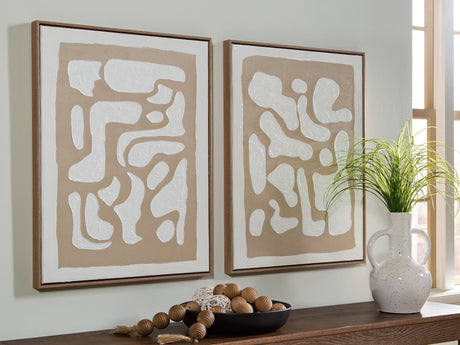 Waldett Beige/White Wall Art (Set of 2) by Ashley at Eve Furniture