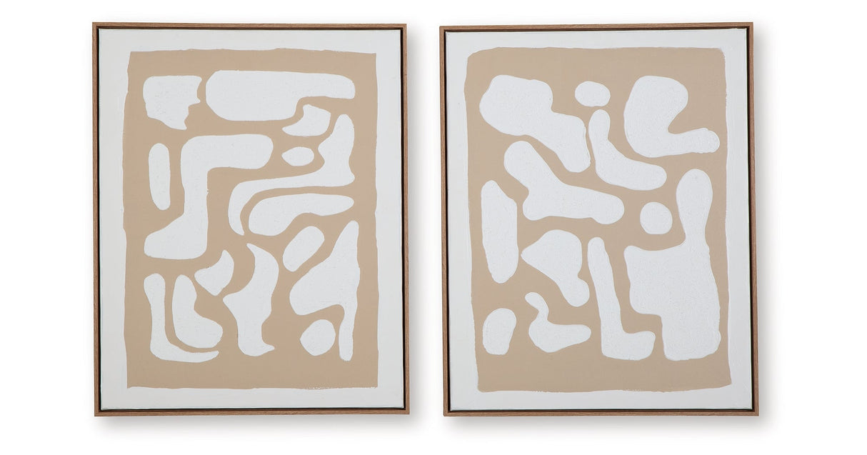 Waldett Beige/White Wall Art (Set of 2) by ASHLEY FURNITURE at Eve Furniture