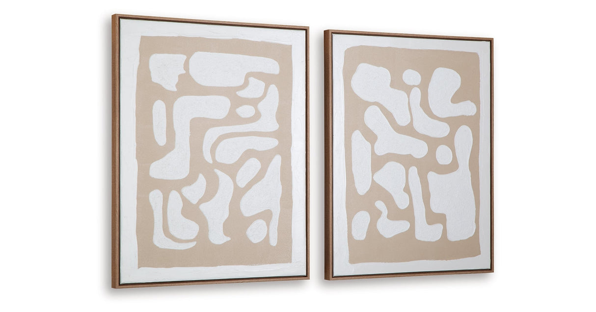 Waldett Beige/White Wall Art (Set of 2) by ASHLEY FURNITURE at Eve Furniture