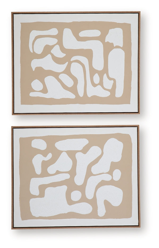 Waldett Beige/White Wall Art (Set of 2) by ASHLEY FURNITURE at Eve Furniture