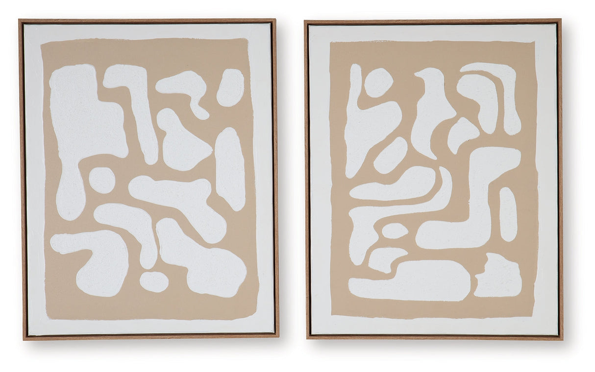 Waldett Beige/White Wall Art (Set of 2) by ASHLEY FURNITURE at Eve Furniture