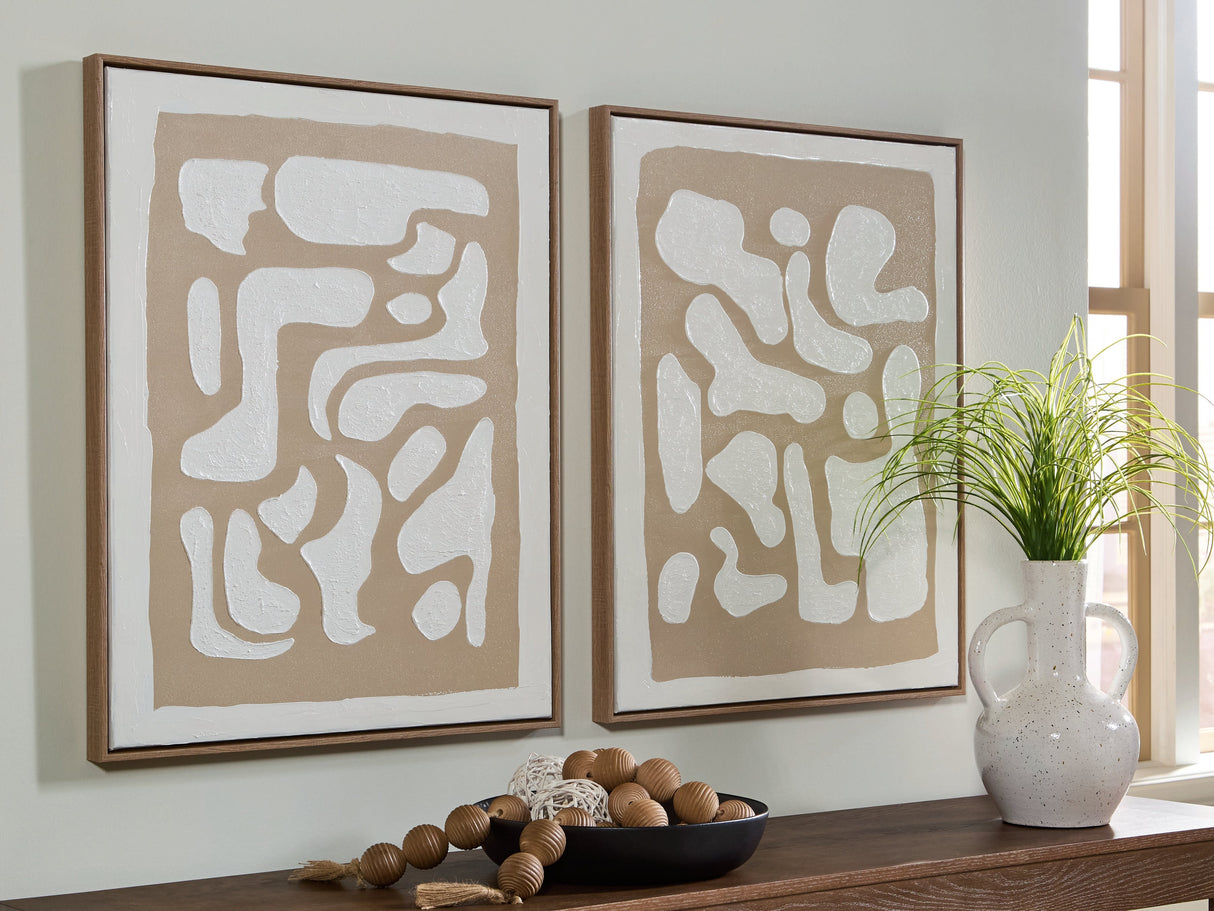 Waldett Beige/White Wall Art (Set of 2) by ASHLEY FURNITURE at Eve Furniture