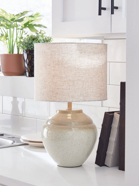 Waldish Cream/Beige Table Lamp by Ashley at Eve Furniture
