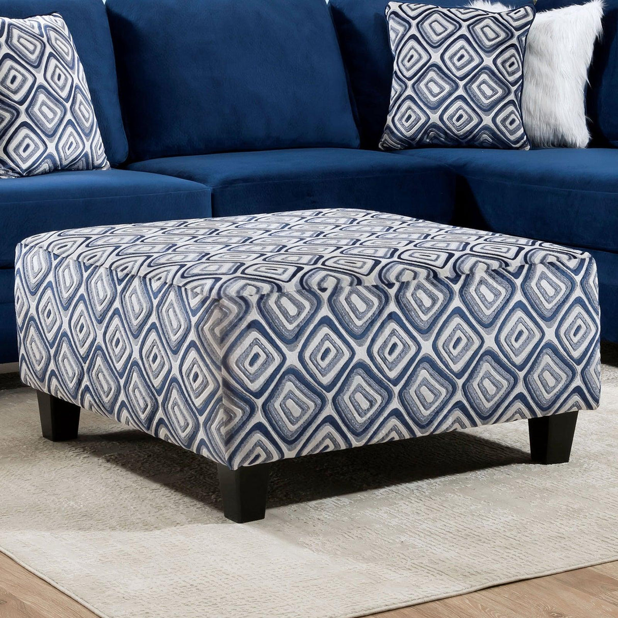 Waldport Navy Ottoman by Furniture of America at Eve Furniture