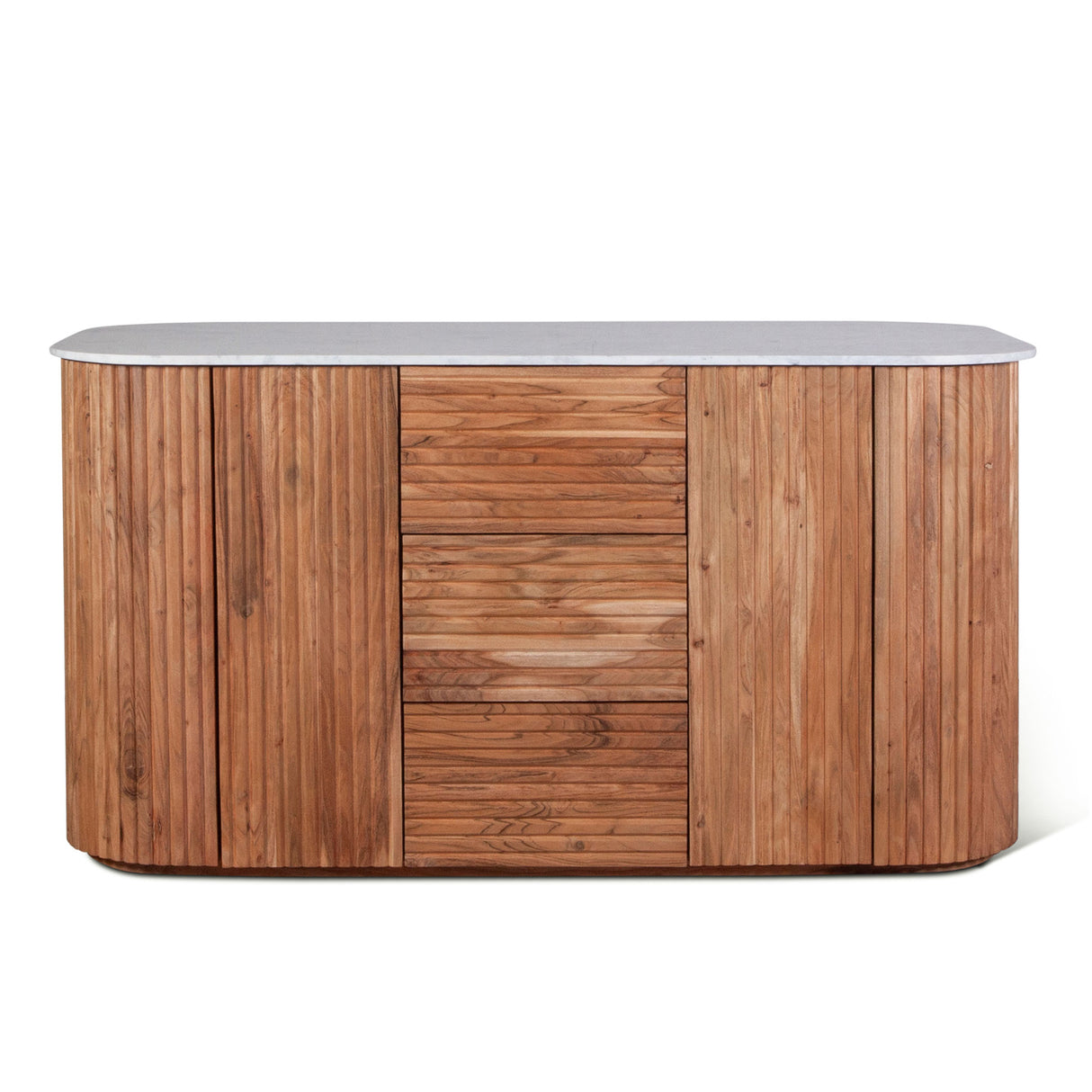 Wales 68" Kitchen Island in Natural Acacia with White Marble Top by Home Trends & Design at Eve Furniture