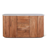 Wales 68" Kitchen Island in Natural Acacia with White Marble Top by Home Trends & Design at Eve Furniture