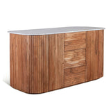 Wales 68" Kitchen Island in Natural Acacia with White Marble Top by Home Trends & Design at Eve Furniture