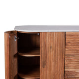 Wales 68" Kitchen Island in Natural Acacia with White Marble Top by Home Trends & Design at Eve Furniture